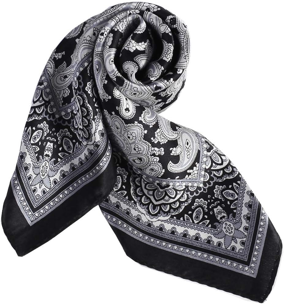 ANDANTINO 100% Mulberry Silk Scarf -21” Lightweight Square Neckerchief – Breathable Digital Printed Scarves with Gift Packed