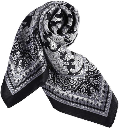 ANDANTINO 100% Mulberry Silk Scarf -21” Lightweight Square Neckerchief – Breathable Digital Printed Scarves with Gift Packed