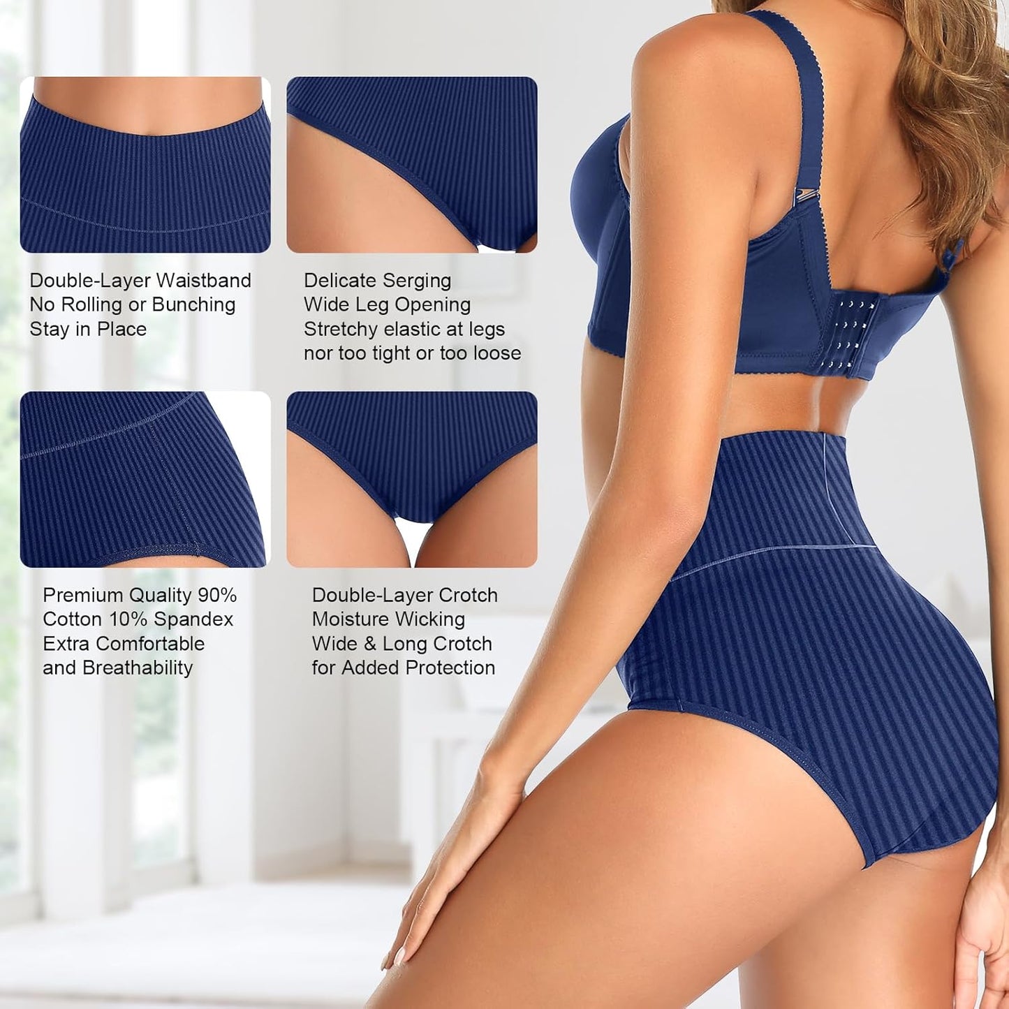 UMMISS cotton ladies briefs side profile demonstrating supportive fit
