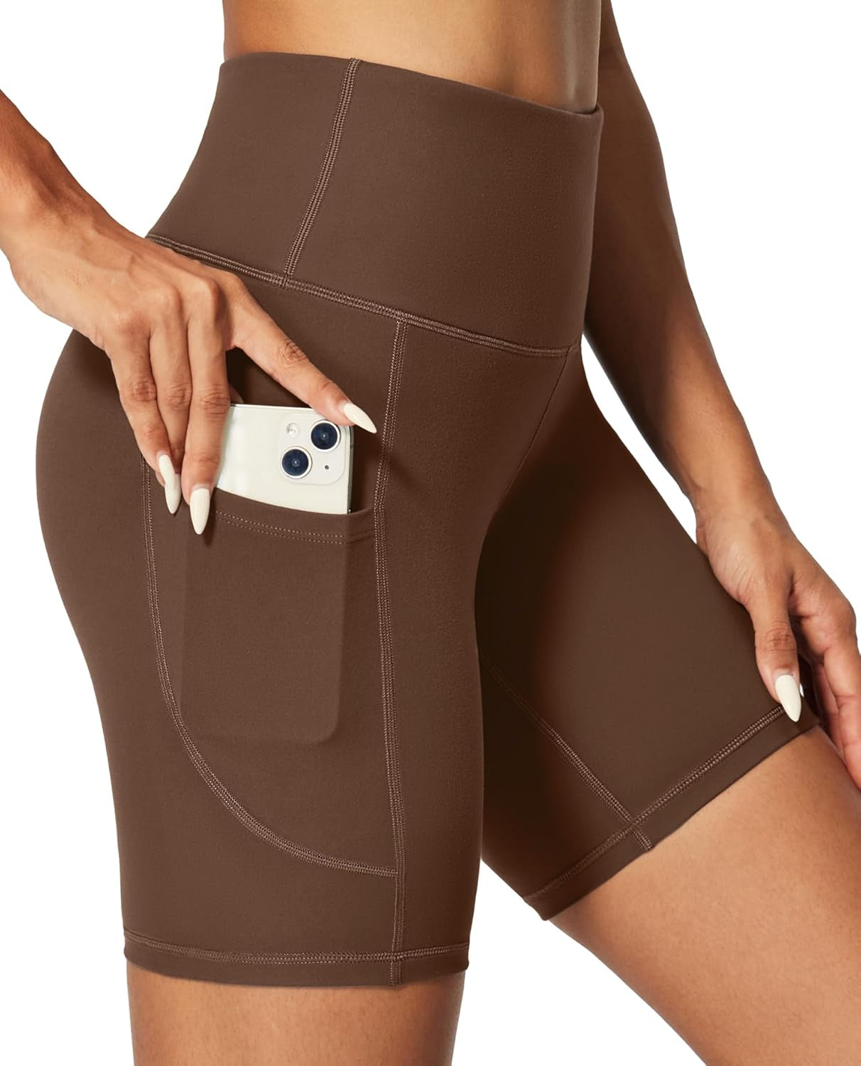 IUGA Biker Shorts Women 6" Tummy Control Workout Shorts Women with Pockets High Waisted Yoga Running Gym Spandex Compression