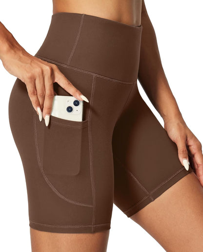 IUGA Biker Shorts Women 6" Tummy Control Workout Shorts Women with Pockets High Waisted Yoga Running Gym Spandex Compression