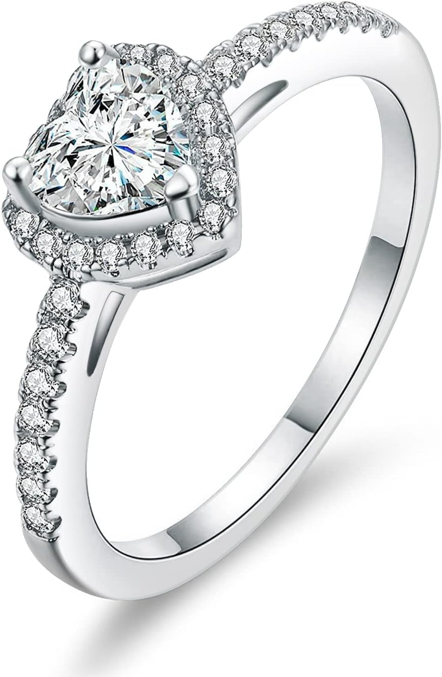 Elegant halo engagement ring in 18K gold with crystal stones
