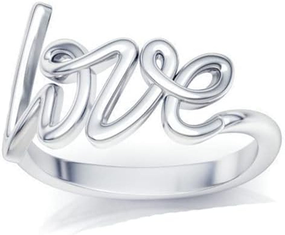 Savlano 925 sterling silver love script stackable ring band