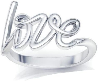 Savlano 925 sterling silver love script stackable ring band