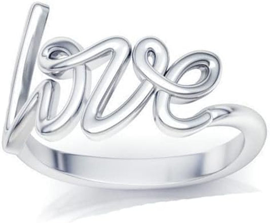 Savlano 925 sterling silver love script stackable ring band