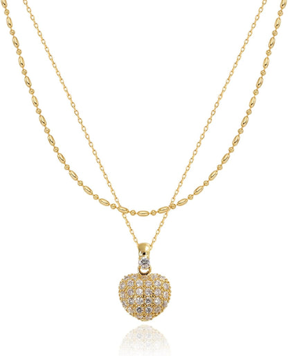 Layered Necklace for Women, 2 Strand Stainless Steel Chains with Clover, Butterfly or Heart Pendant, Dainty Fashion Jewelry Gift