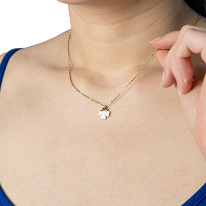 Four Leaf Clover Necklace - 18K Gold Plated Cute Shamrock Necklaces, Unique Dainty Heart Jewelry, Lucky Charm Pendant for Women