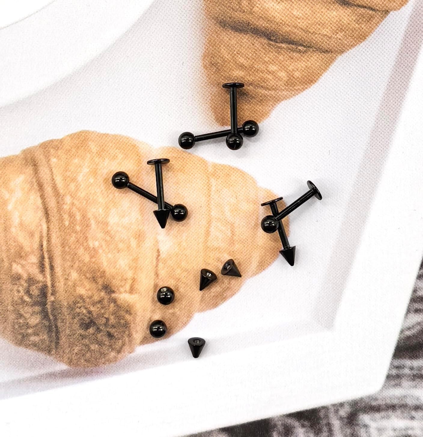 40Pcs 16G Lip Rings Surgical Steel Jewelry Labret Monroe Barbell Daith Tragus Helix Piercing Septum Nose Ring Eyebrow Body Jewelry for Women Men