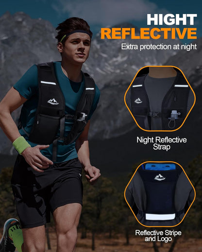 Reflective strips on marathon running vest visibility