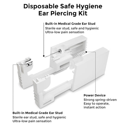 Ear Piercing Kit | Disposable Ear Piercing Gun Kit Made in 316L Surgical Stainless Steel 4Mm - 4Prong Cubic Zirconia | at Home Self Piercing Kit with Earrings Studs