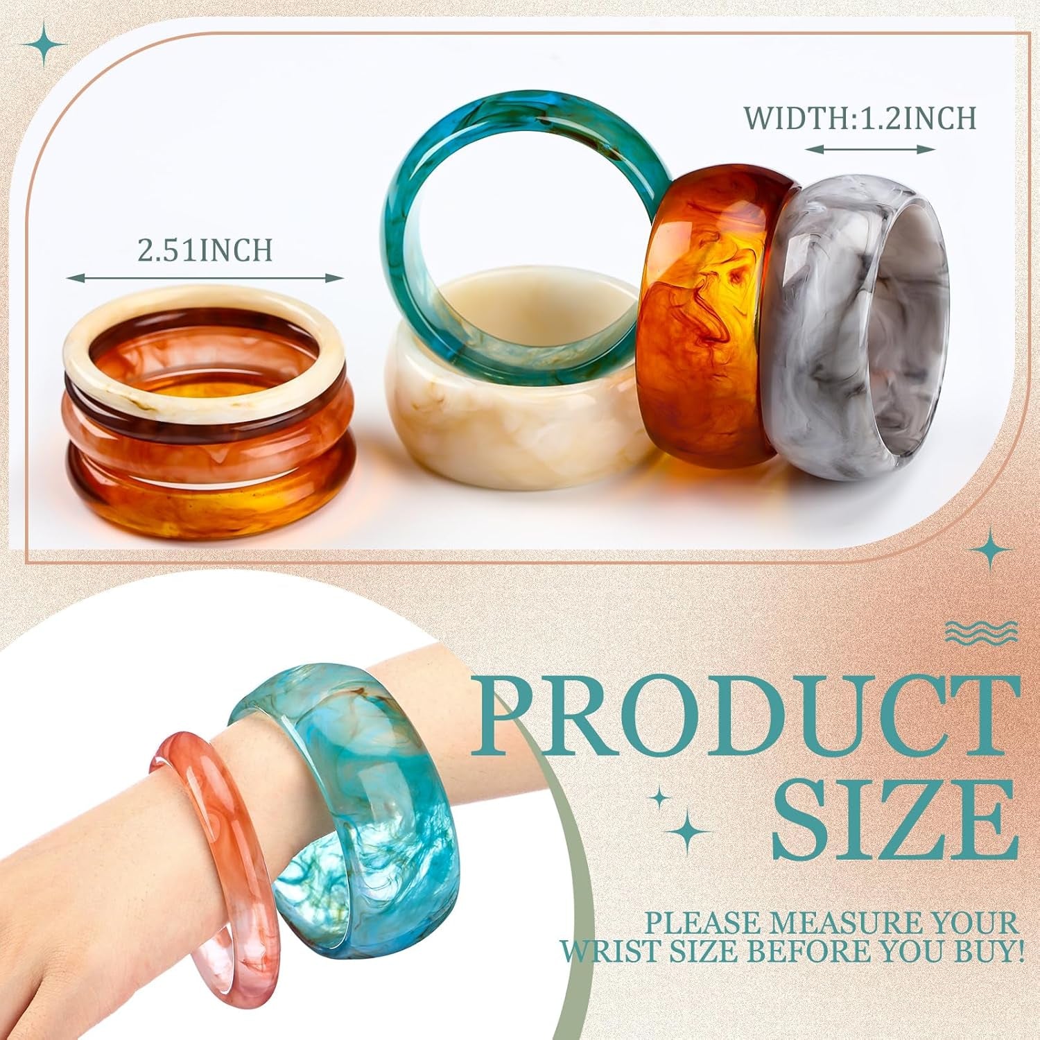 8 Pcs Acrylic Resin Chunky Bangle Bracelets for Women Colorful Punk Geometric Wristband, Christmas Jewelry Gifts