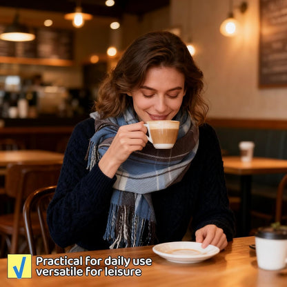 Plaid Winter Scarf for Women, 74X20 Inches, Soft Acrylic-Cotton Blend, Classic Design