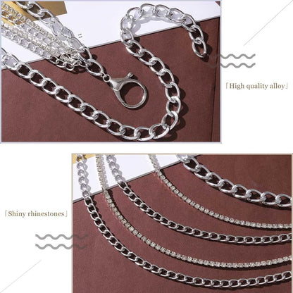 DRESBE Silver Chain Belt Rhinestone Waist Chains Boho Belly Body Chain Jewelry for Women
