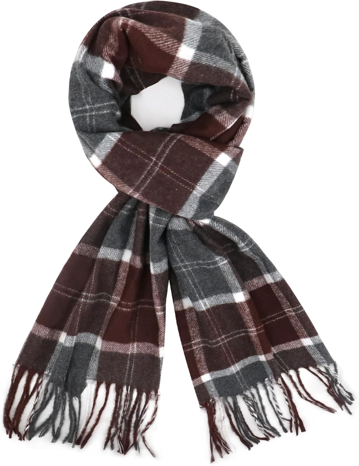 Plaid Scarf for Women Men, Lightweight Classic Tartan Tassel Scarves Fashion Warm Winter Chunky Scarf Cold Weather