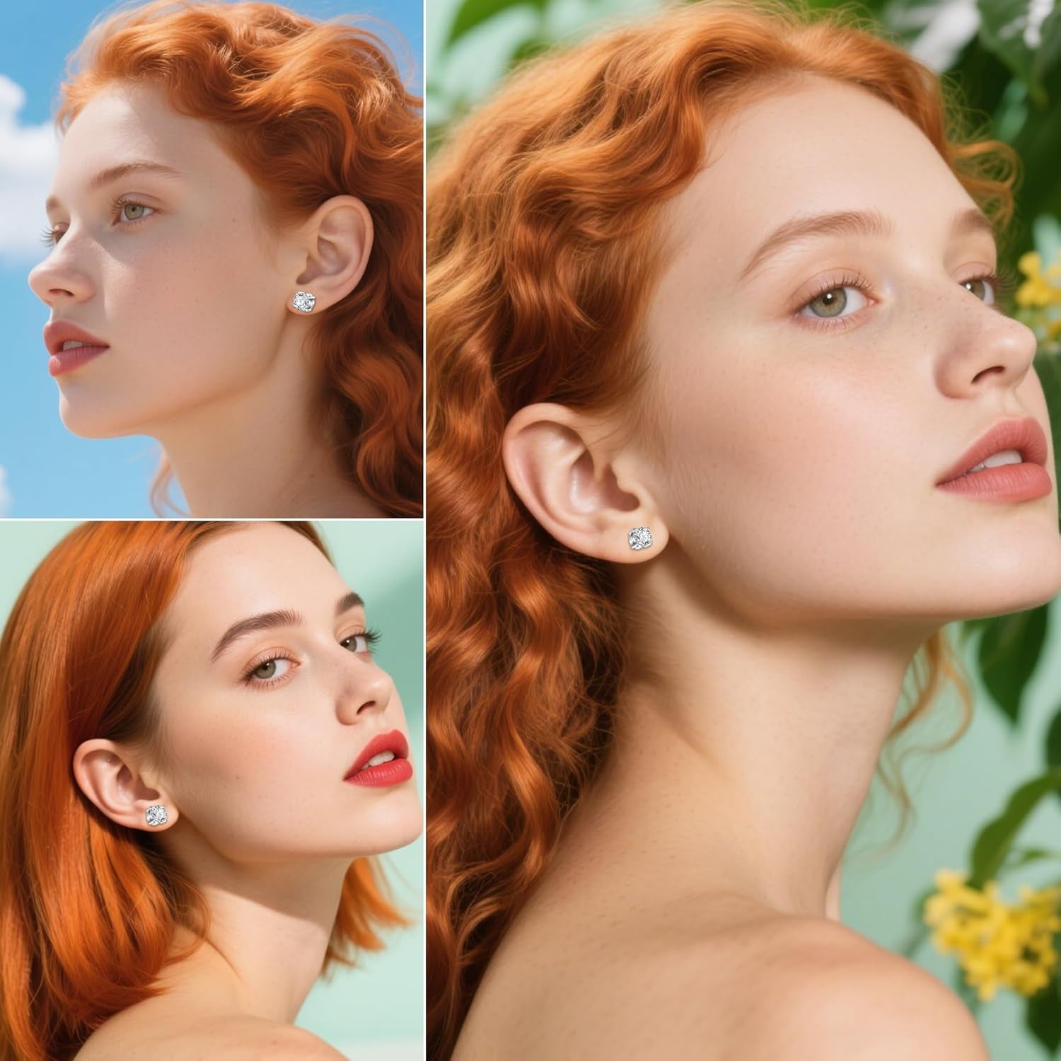 D.Bella Fake Nose Ring Stud Magnetic Nose Stud Clip on Lip Ear Non Pierced Jewelry for Women Men Silver