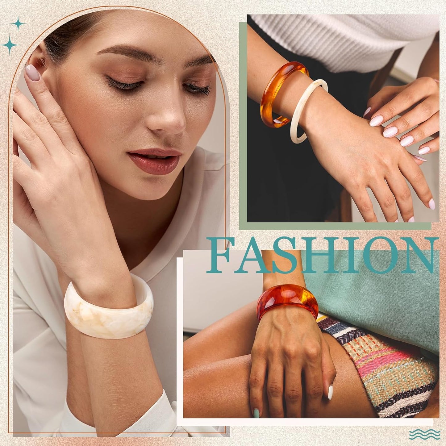 8 Pcs Acrylic Resin Chunky Bangle Bracelets for Women Colorful Punk Geometric Wristband, Christmas Jewelry Gifts