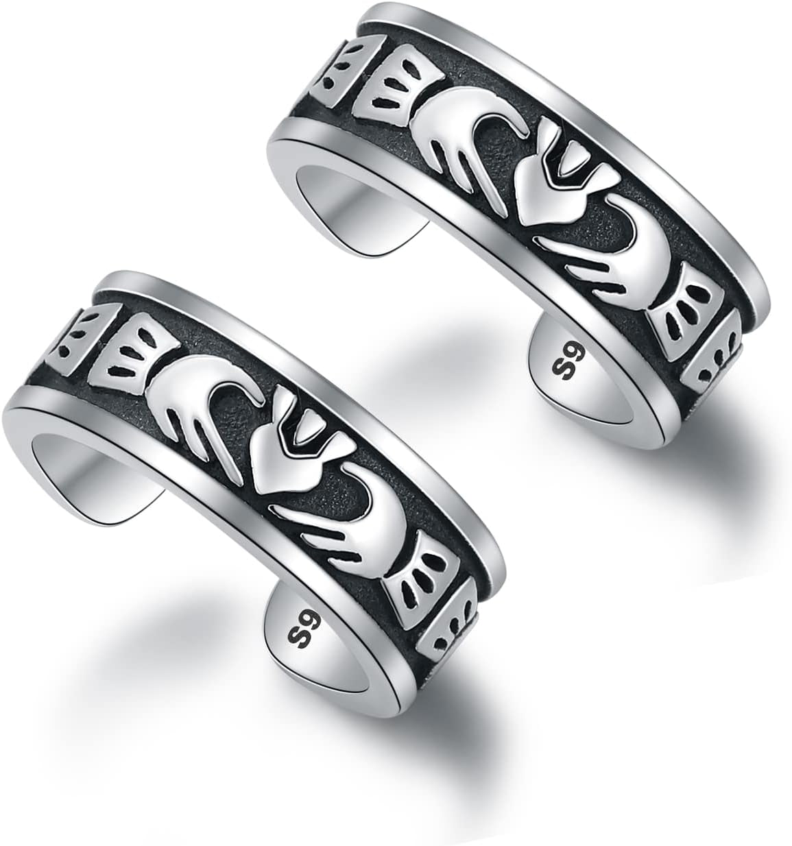 CHIC & ARTSY 925 Sterling Silver Ear Cuffs for Women, Non Piercing Clip on Cartilage Cuffs, Adjustable Fake Conch & Helix Earrings, Gold Plated & Oxidized Various Styles