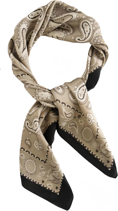 MINIDORA Satin Scarves for Women 27.5 × 27.5 Inches Medium Square Elegant Silk Feeling Head Scarf