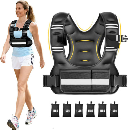 Adjustable 6-12lb weighted vest for women in black with sand bags