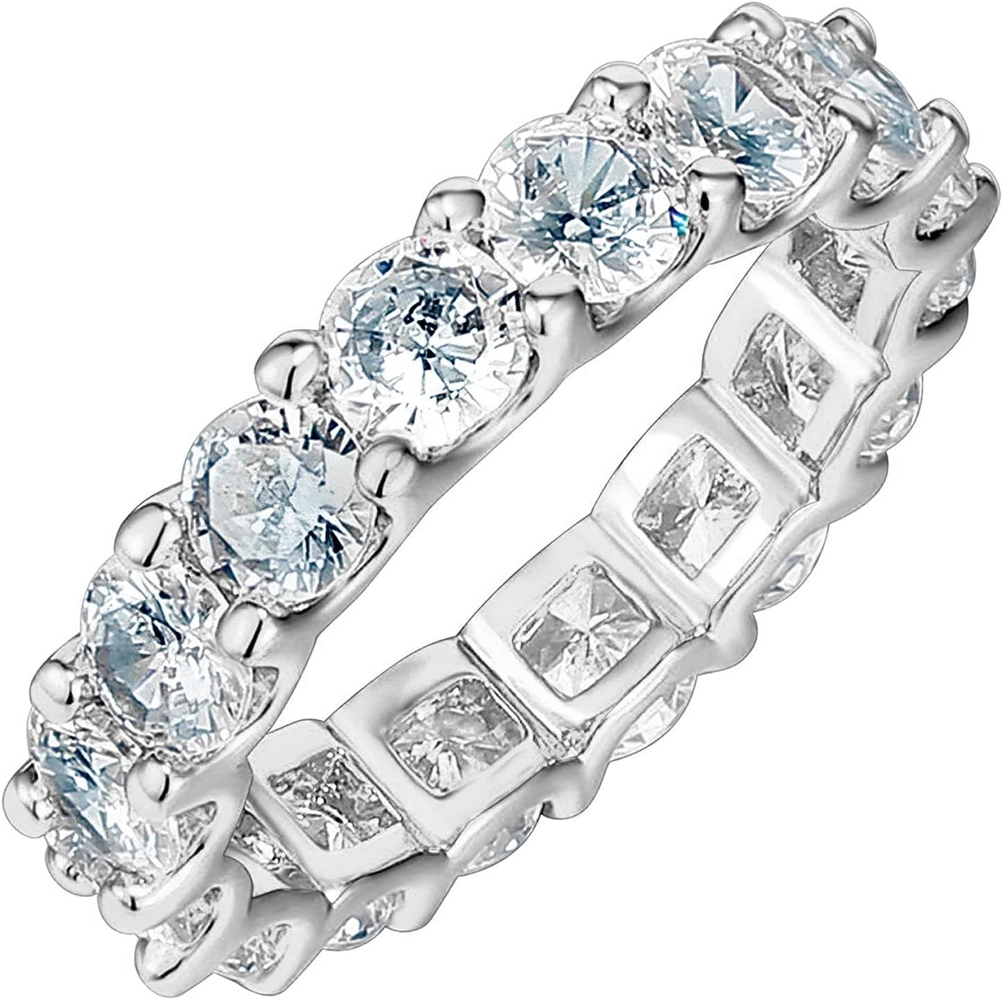 PAVOI 14K Gold Plated Cubic Zirconia Love Rings - 4Mm Stackable for Women