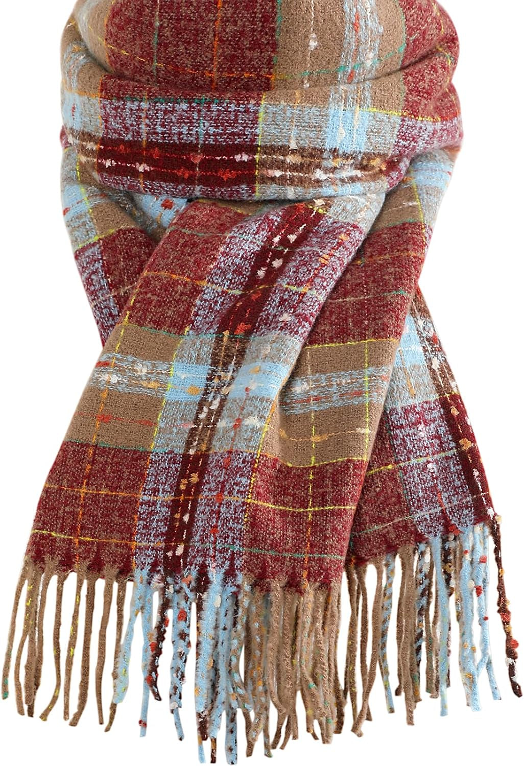 Trifabricy Winter Scarfs for Women, Long Blanket Scarf, Fashion Soft Taseel Plaid Scarf, Chunky Oversized Shawls and Wraps