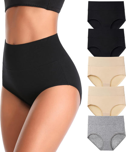 Flat lay of K-CHEONY multipack panties in various colors and prints