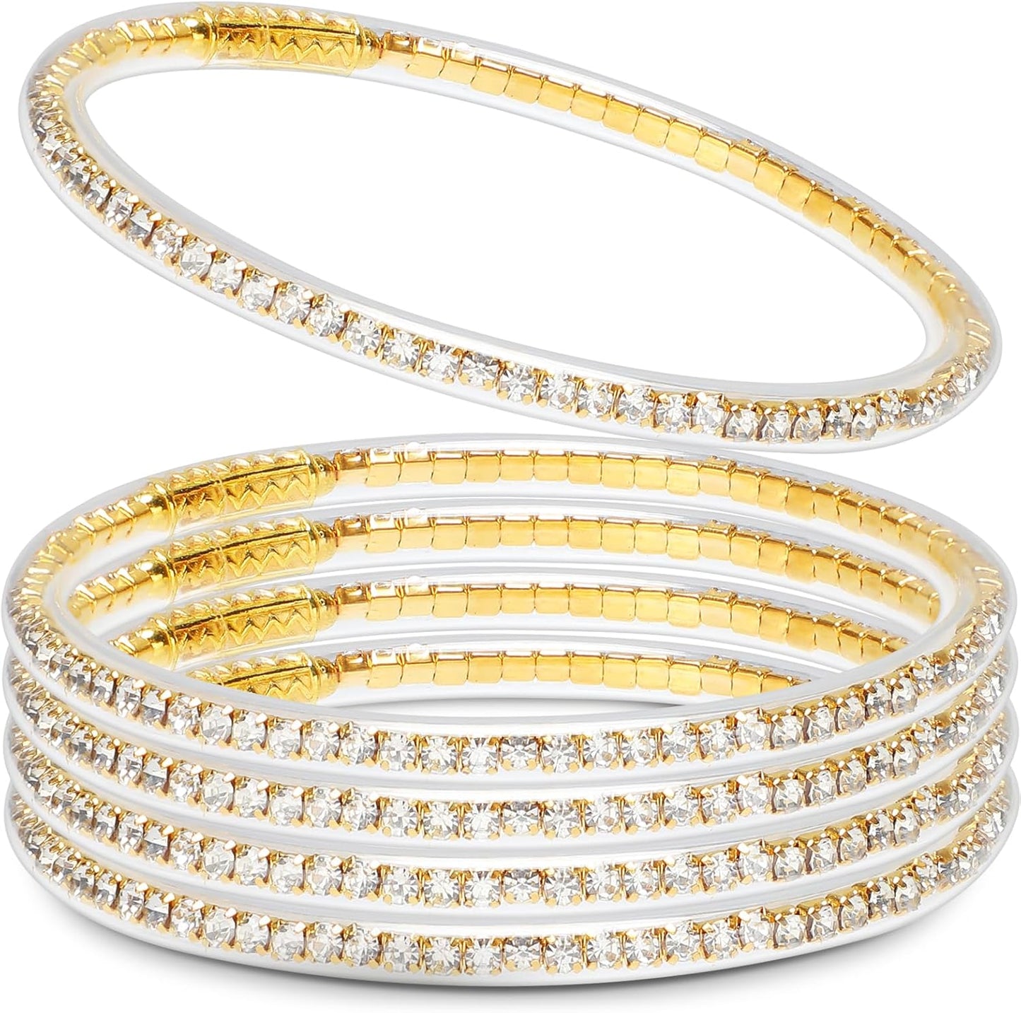 Alphatool Glitter Jelly Gold Bangles Bracelets for Women - Gold Soft Silicone Sparkling Ladies Fashion Stackable Jewelry Gift for Party