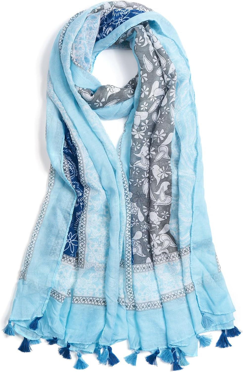 Scarf for Women Lightweight Soft Floral Leopard Printed Scarves Fall Winter Fashion Shawl Wrap with Fringe