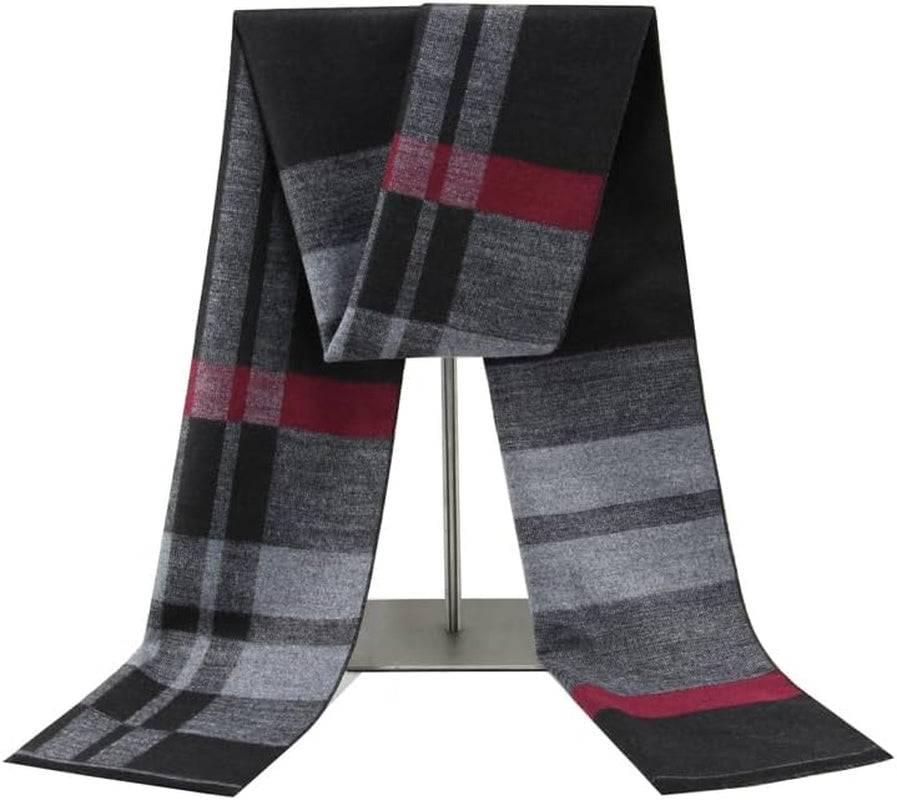 Define Essentials Men'S Winter Warm Long Soft Plaid Scarf with Tassels, Soft Classic Mens Scraves