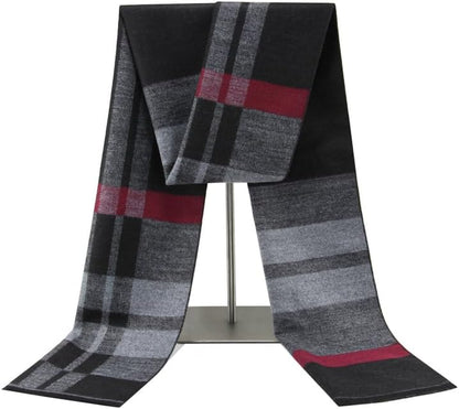 Define Essentials Men'S Winter Warm Long Soft Plaid Scarf with Tassels, Soft Classic Mens Scraves