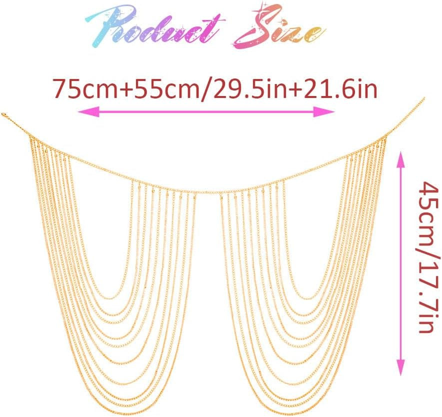 Brishow Rhinestone Body Chains Layered Crystal Waist Chain Beach Bikini Fashion Body Jewelry Accessories for Women and Girls