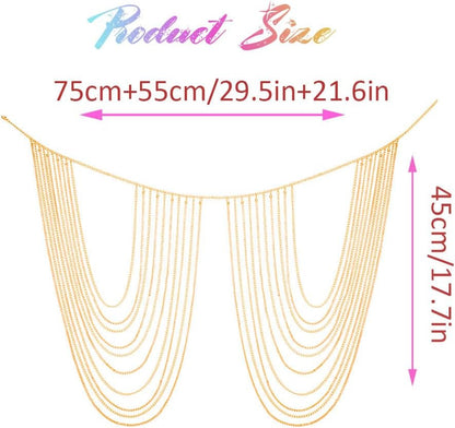 Brishow Rhinestone Body Chains Layered Crystal Waist Chain Beach Bikini Fashion Body Jewelry Accessories for Women and Girls