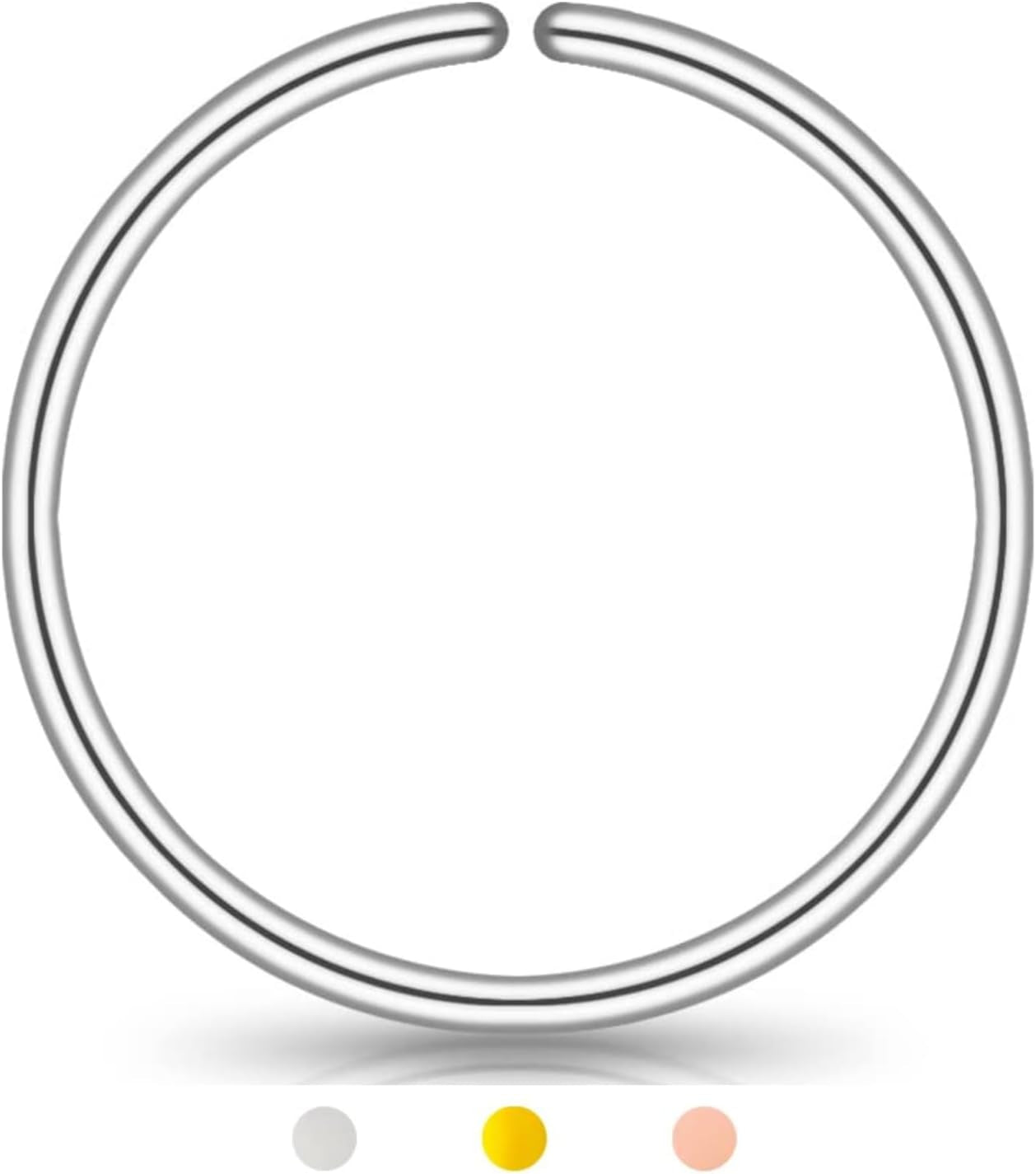 LUCKYJEWUS Small Thin Gold or Sterling Silver Nose Ring Hoop for Women, Tiny Nose Piercing Jewelry