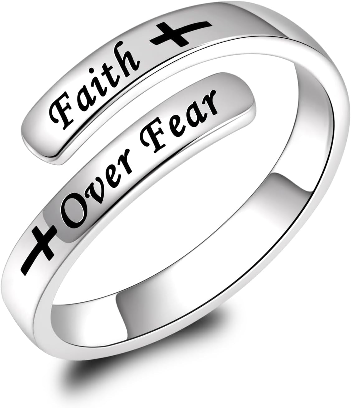 BEILIN 925 Sterling Silver Inspirational Jewelry Rings Adjustable Ring Personality Encouragement Gift for Teens Women