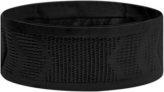 Black invisible running waist belt with multiple storage pockets for fitness