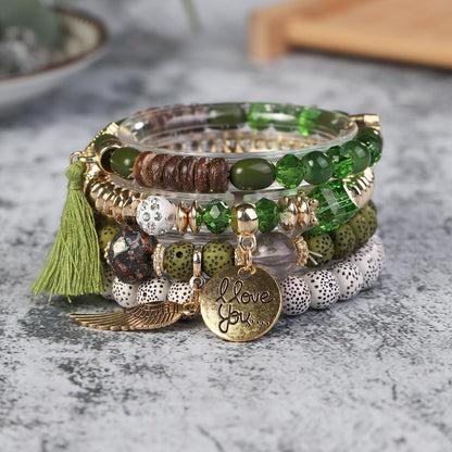 4 Sets Bohemian Stackable Bead Bracelets, Stretch Bangle Charm Jewelry 1