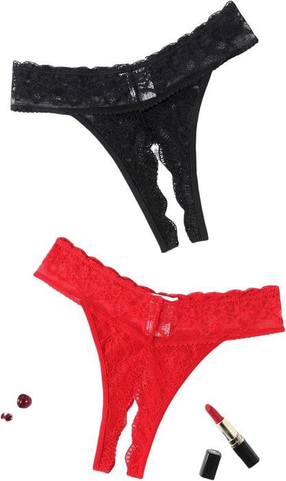 Avidlove Sexy Panties for Women Lace Cheeky Underwear Low Rise T Back Hipster Thong 1-3 Pack