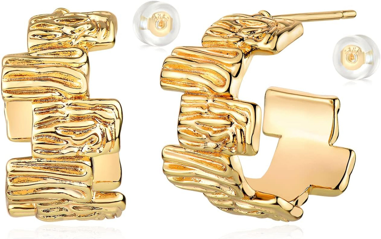 MYEARS Women Hoop Earrings Gold 14K Gold Filled Small Simple Handmade Hypoallergenic Everyday Illusion Jewelry