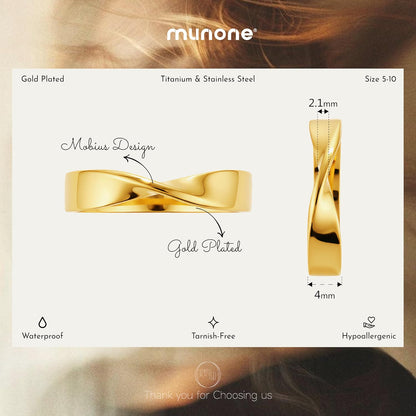18K gold plated titanium infinity ring on woman's hand