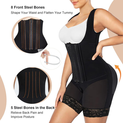 SHAPERX fajas colombianas shapewear side profile with zipper closure