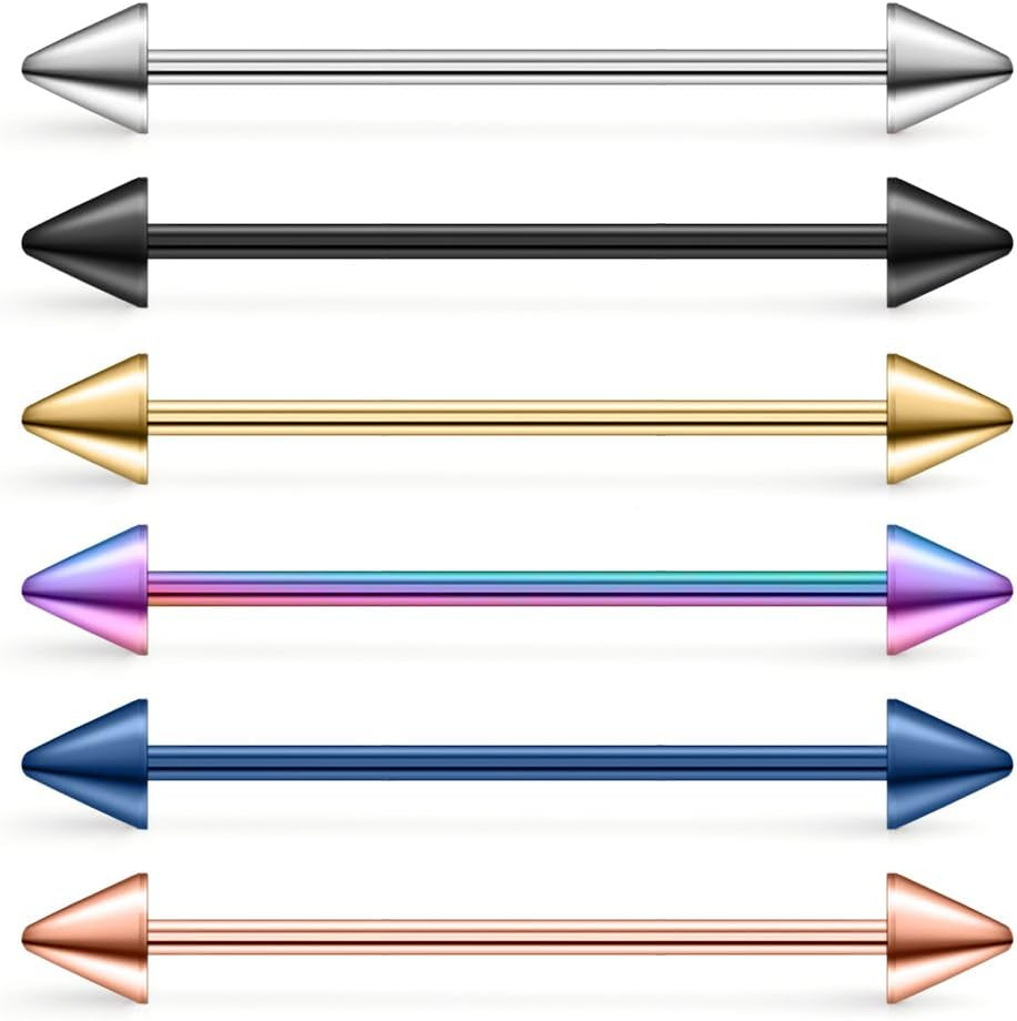 Ruifan 6-12PCS 14 Gauge Industrial Barbell Cartilage Earring Body Piercing Jewelry 35Mm 38Mm 40Mm