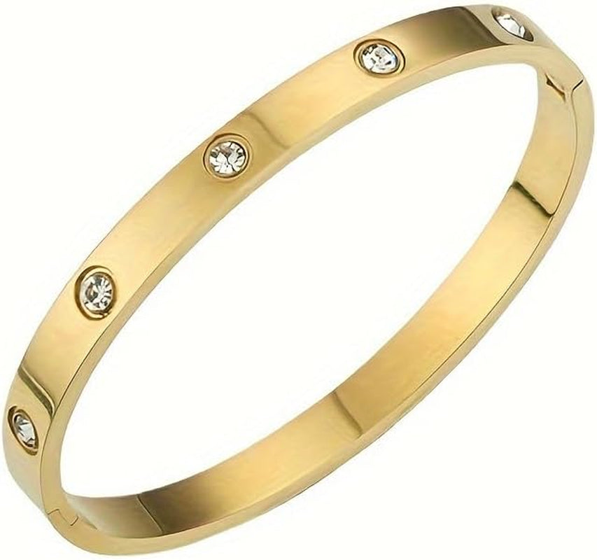 18K Gold Plated Initial Bracelet Love Bangle Open Cuff Set for Women, Stackable Adjustable Link Bracelet, Trendy Stack Jewelry Gift