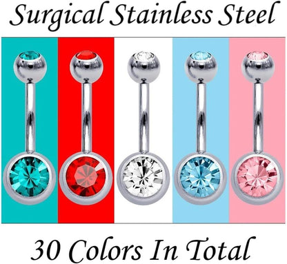 OMAIGAR Belly Rings for Women, Surgical Stainless Steel Belly Button Rings, Ideal Gift with Cute Package