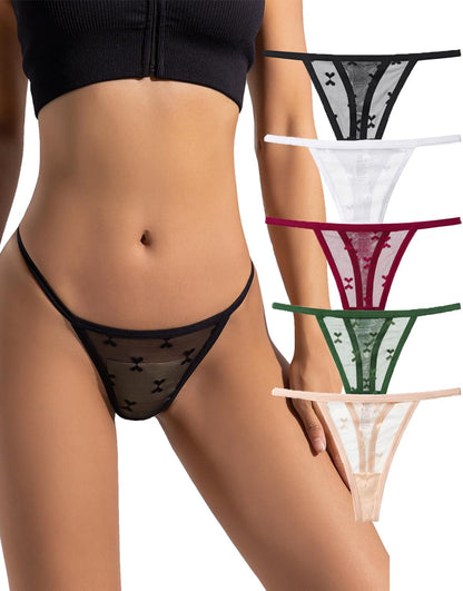 Justgoo black lace g-string thong underwear front view