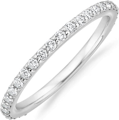 PAVOI dainty gold eternity ring showing intricate cubic zirconia setting