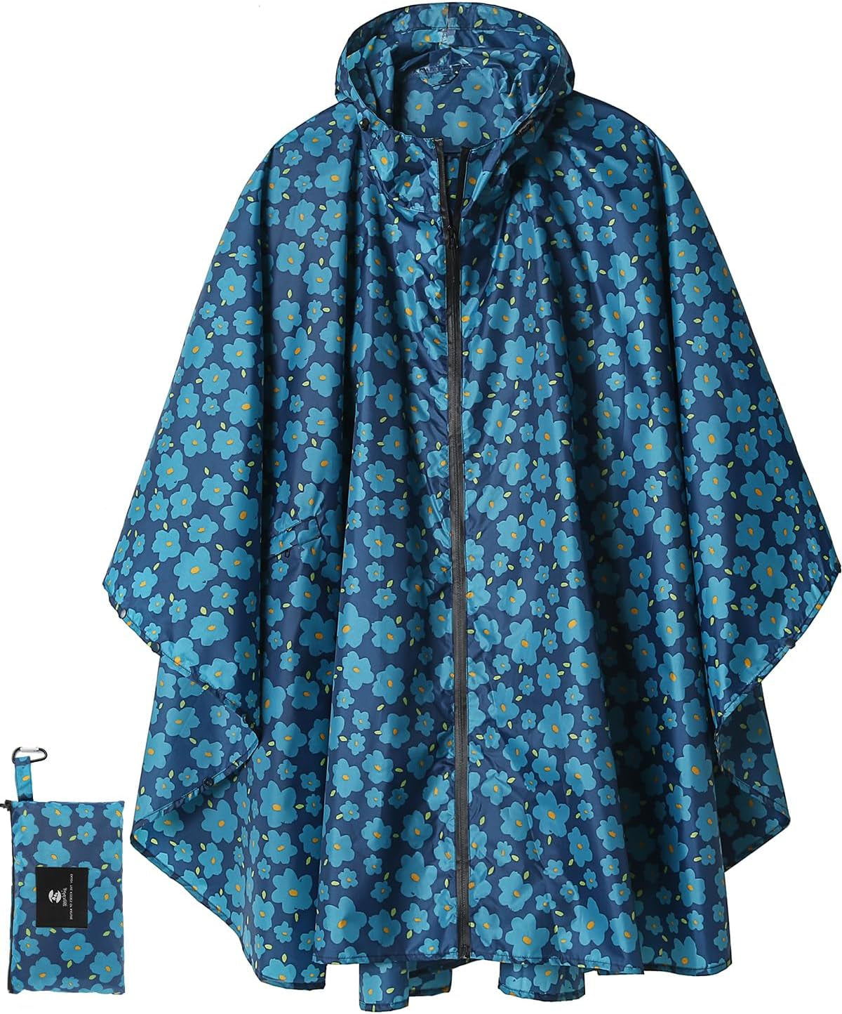 Saphirose hooded raincoat showing versatile design