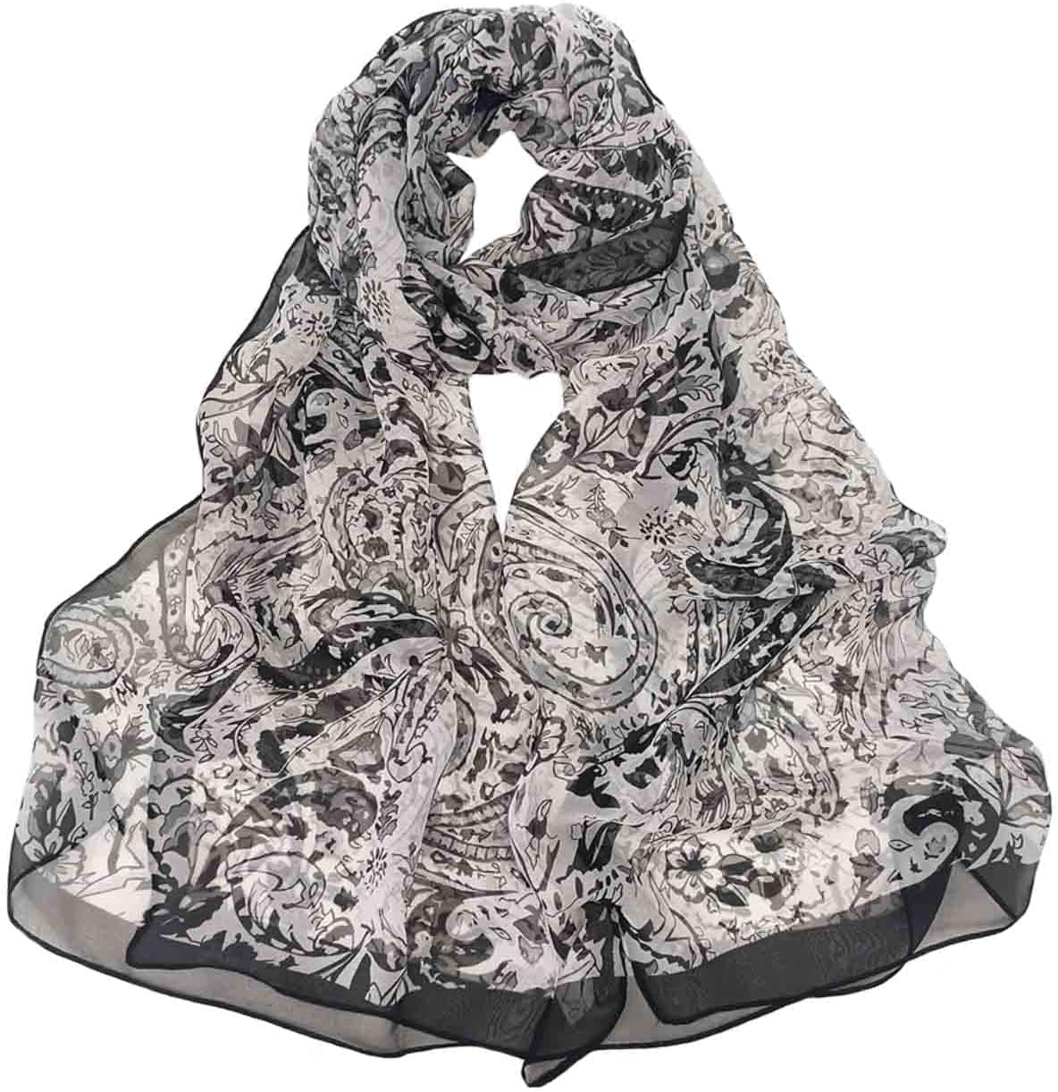 Pokeedioty Scarfs for Women Lightweight Scarves Elegant Floral Pattern Sheer Scarfs Shawls Wraps