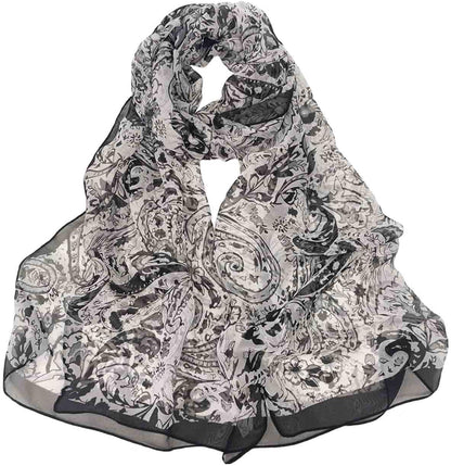 Pokeedioty Scarfs for Women Lightweight Scarves Elegant Floral Pattern Sheer Scarfs Shawls Wraps