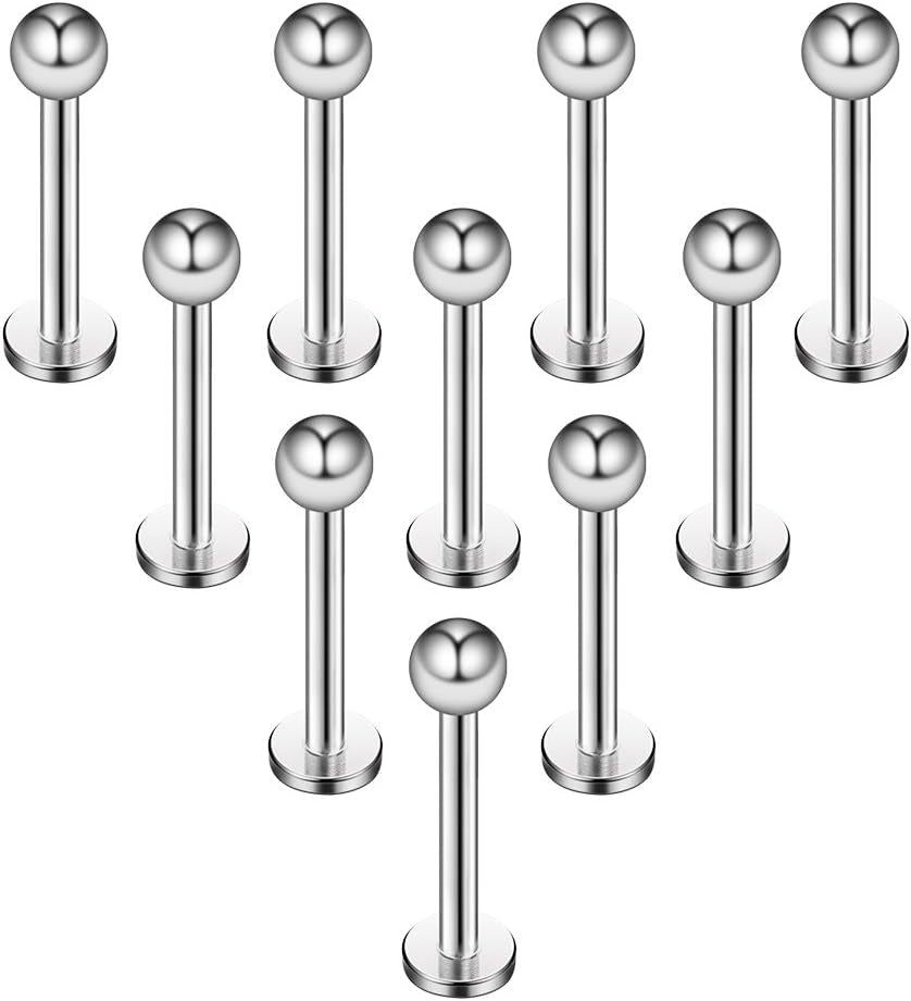 Ruifan 16G 316L Stainless Steel 3Mm Ball Labret Monroe Lip Ring Tragus Helix Cartilage Earring Stud Barbell Bar Length 6Mm 8Mm 10Mm 12Mm Body Piercing Jewelry