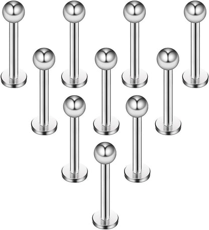 Ruifan 16G 316L Stainless Steel 3Mm Ball Labret Monroe Lip Ring Tragus Helix Cartilage Earring Stud Barbell Bar Length 6Mm 8Mm 10Mm 12Mm Body Piercing Jewelry